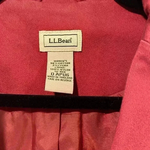 L.L. Bean VTG Y2K Rose Pink Cotton Lined Button Blazer Pea Coat Pockets Size 12 - Picture 2 of 12